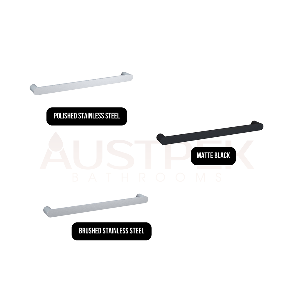 THERMOGROUP FLAT PILL HEATED SINGLE TOWEL RAIL BRUSHED STAINLESS STEEL 632MM