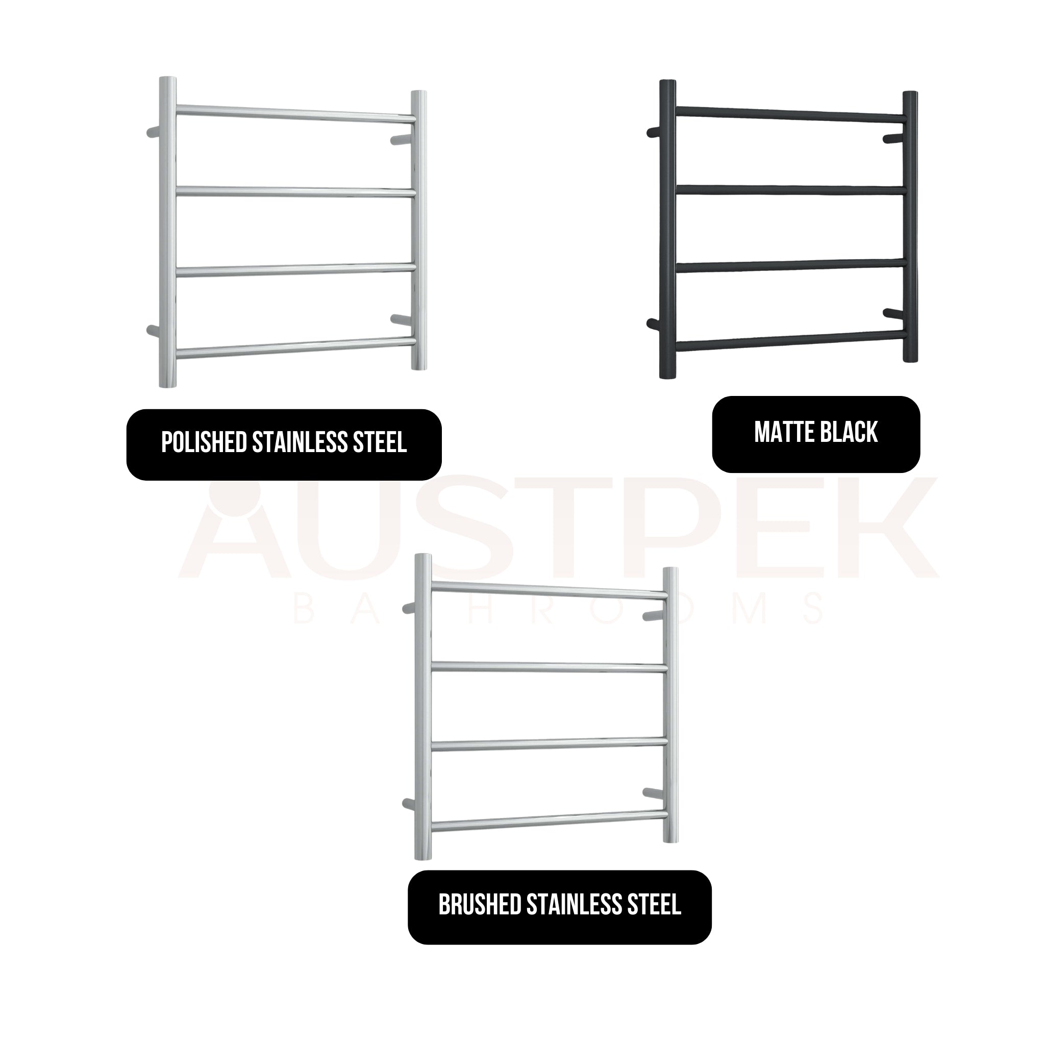 THERMOGROUP 4-BAR ROUND LADDER HEATED TOWEL RAIL MATTE BLACK 550MM