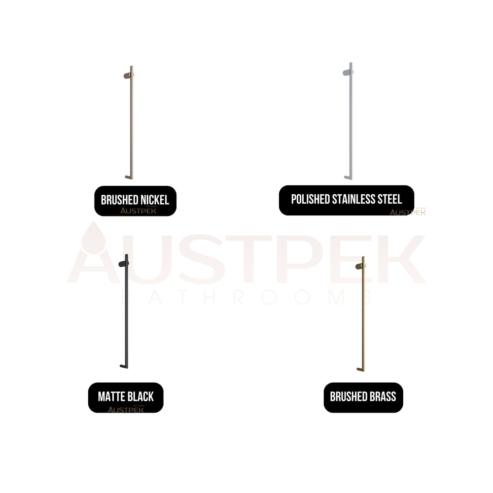THERMOGROUP SLIMLINE ROUND VERTICAL HEATED SINGLE TOWEL RAIL BRUSHED BRASS 900MM