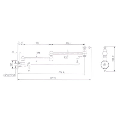 MODERN NATIONAL BORDEAUX KITCHEN POT FILLER ⁠⁠577MM BRUSHED BRONZE
