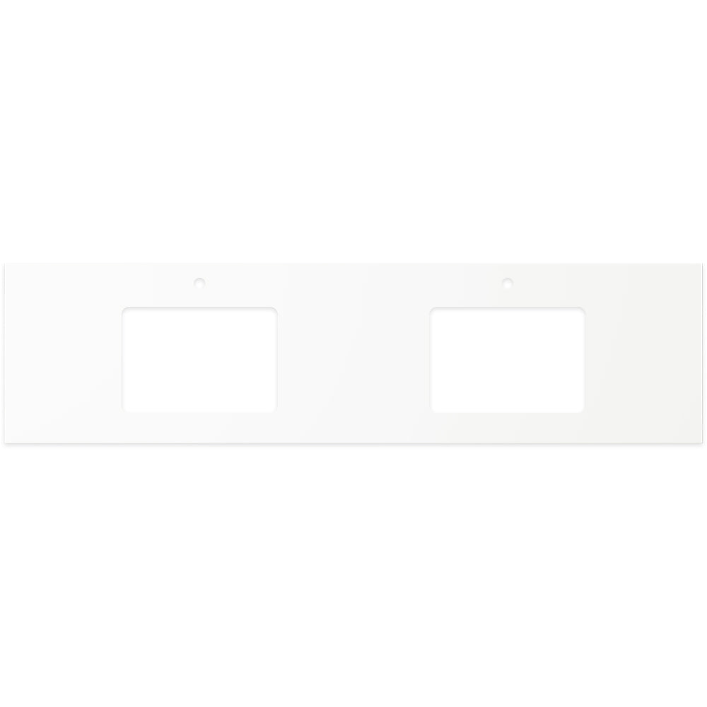 FIENZA PURE WHITE RECTANGULAR SOLID SURFACE BENCHTOP WITH DOUBLE UNDERMOUNT BASIN HOLES (AVAILABLE IN 1500MM AND 1800MM)