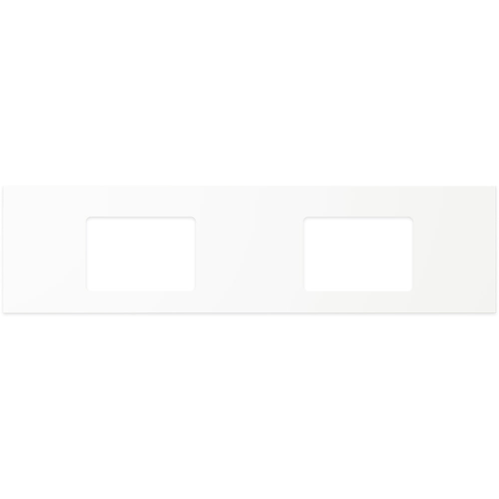 FIENZA PURE WHITE RECTANGULAR SOLID SURFACE BENCHTOP WITH DOUBLE UNDERMOUNT BASIN HOLE & TAP HOLES (AVAILABLE IN 1500MM AND 1800MM)