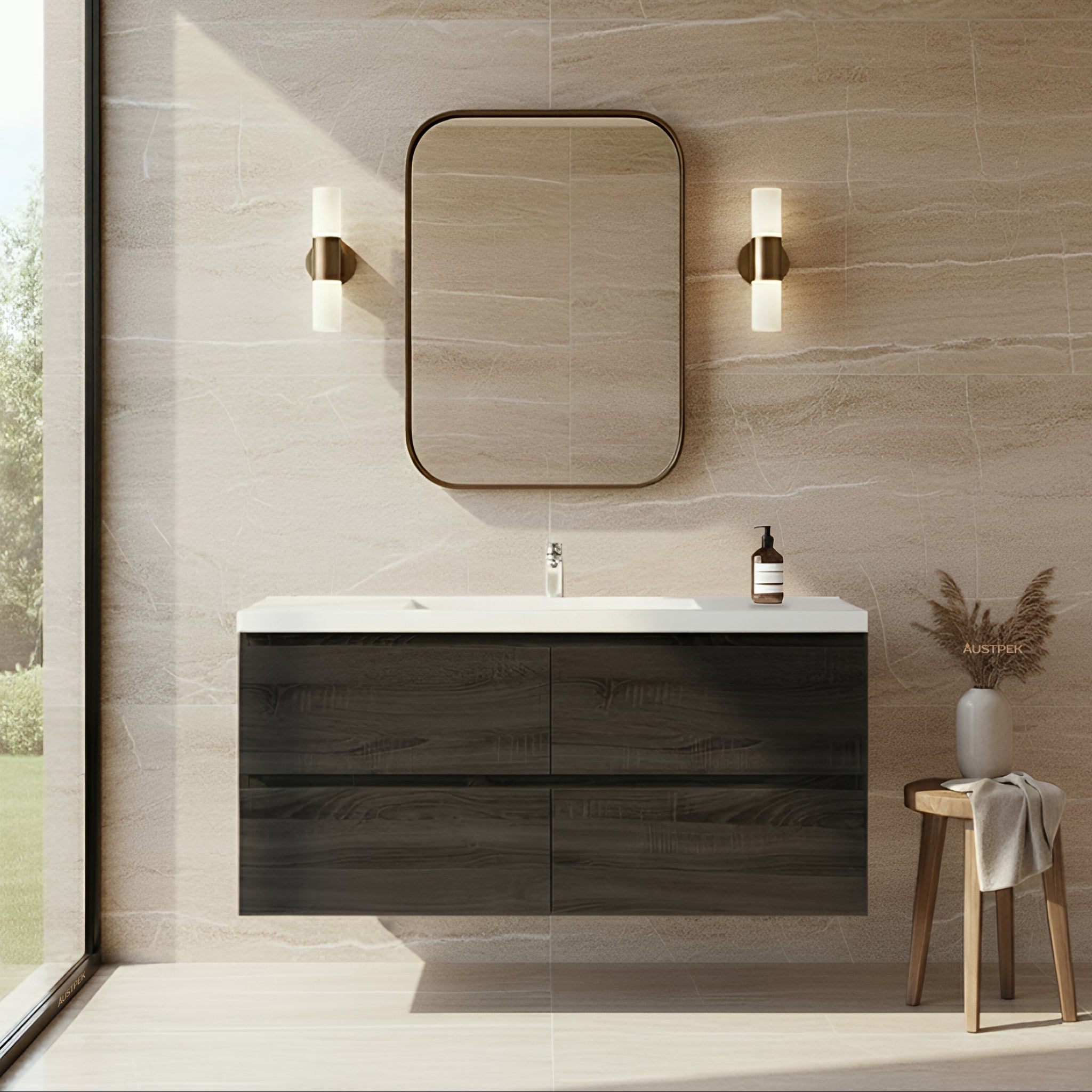 POSEIDON QUBIST DARK GREY 1200MM WALL HUNG VANITY