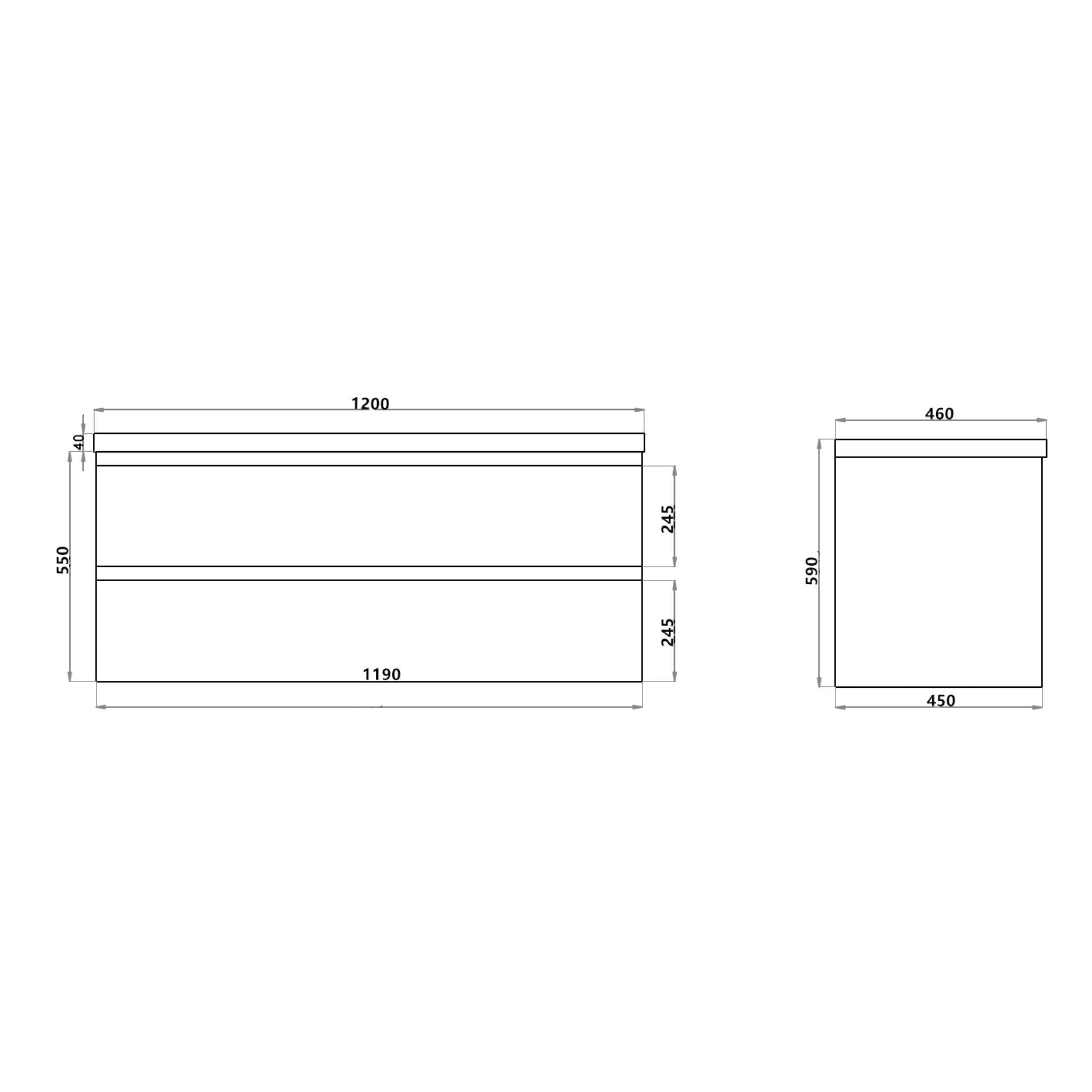 POSEIDON QUBIST DARK GREY 1200MM WALL HUNG VANITY