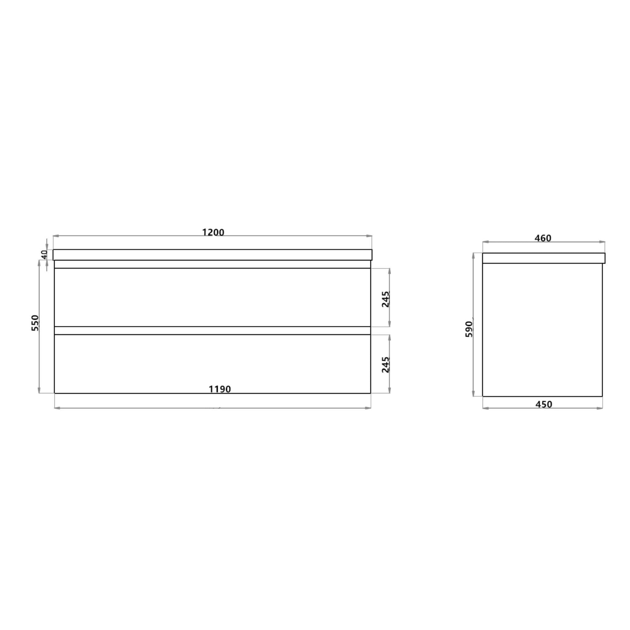 POSEIDON QUBIST DARK OAK 1200MM SINGLE BOWL WALL HUNG VANITY