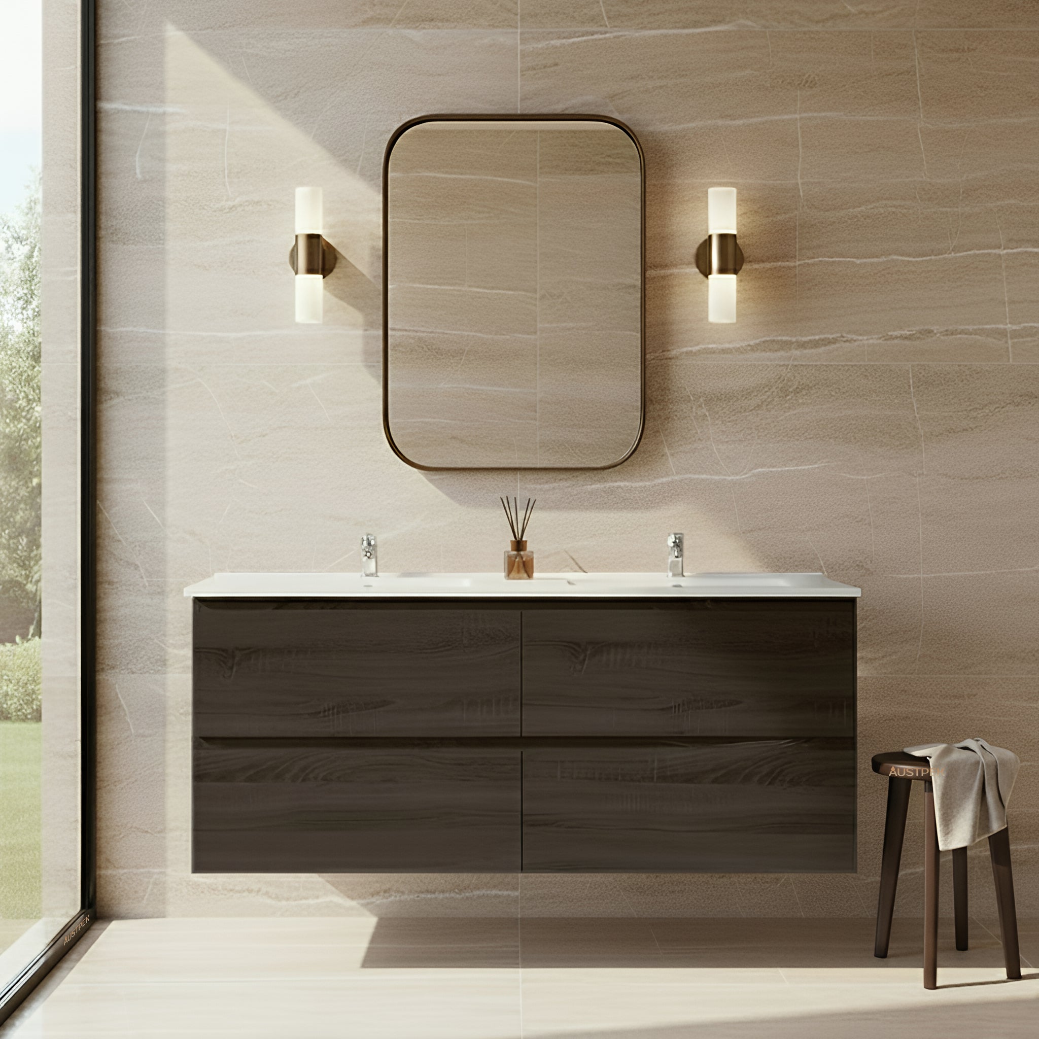 POSEIDON QUBIST DARK GREY 1500MM WALL HUNG VANITY