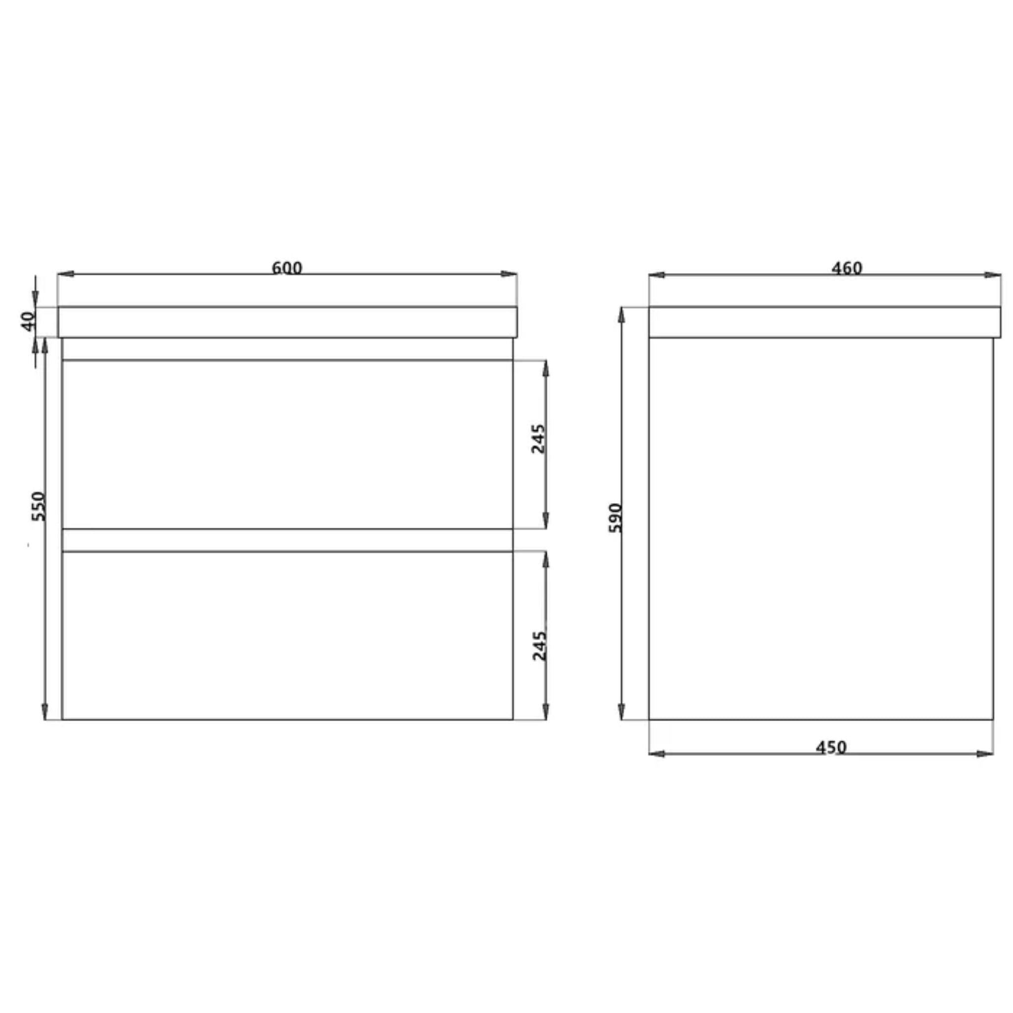 POSEIDON QUBIST DARK GREY 600MM WALL HUNG VANITY