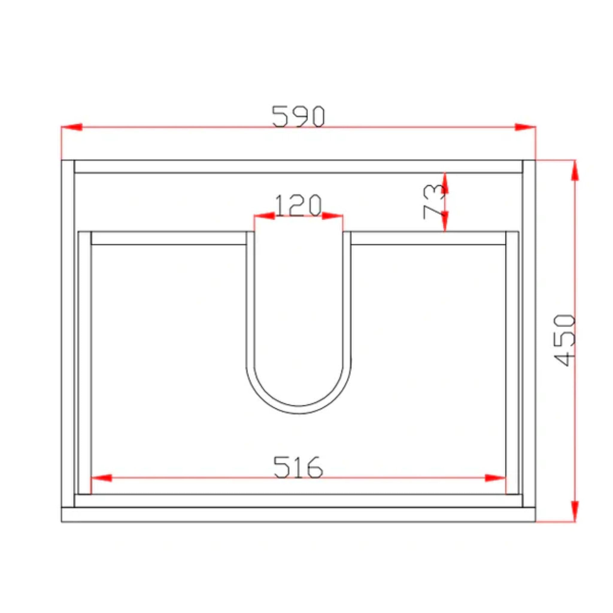 POSEIDON QUBIST WALL HUNG VANITY MATTE WHITE 600MM