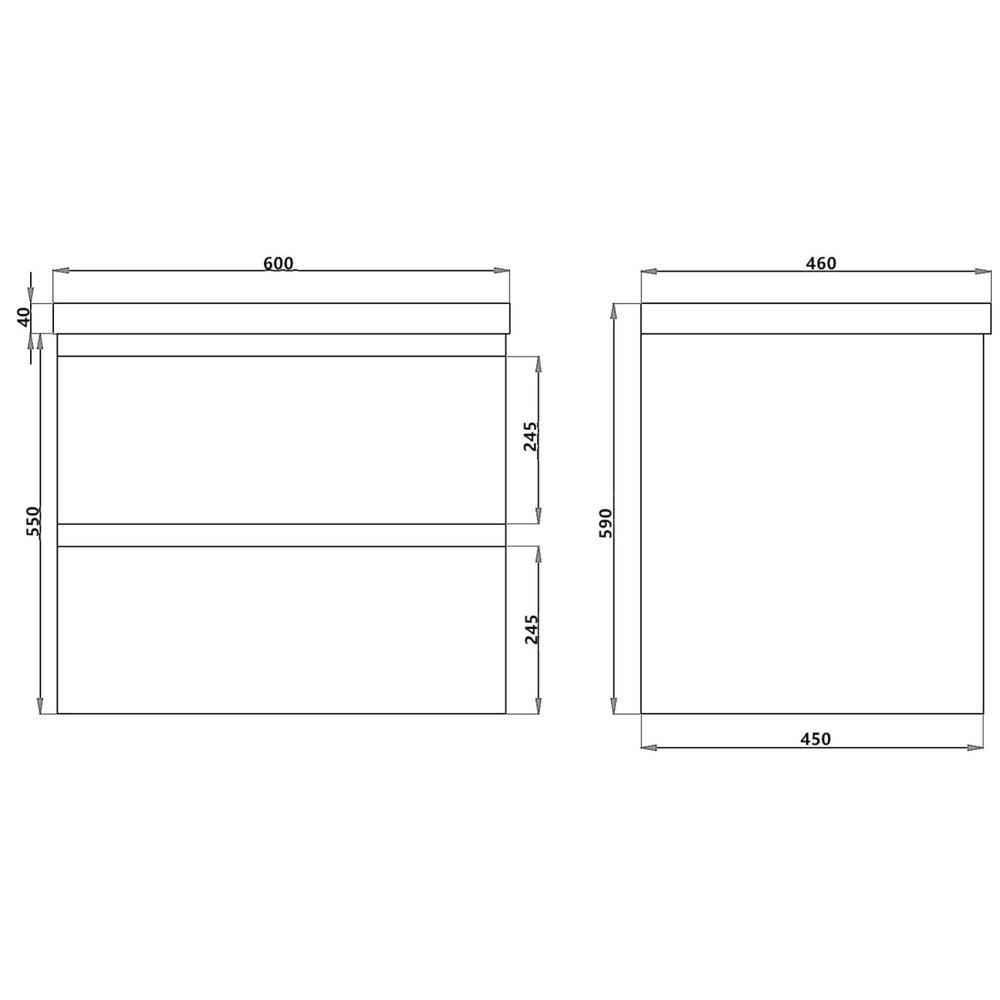 POSEIDON WHITE OAK 600MM WALL HUNG VANITY