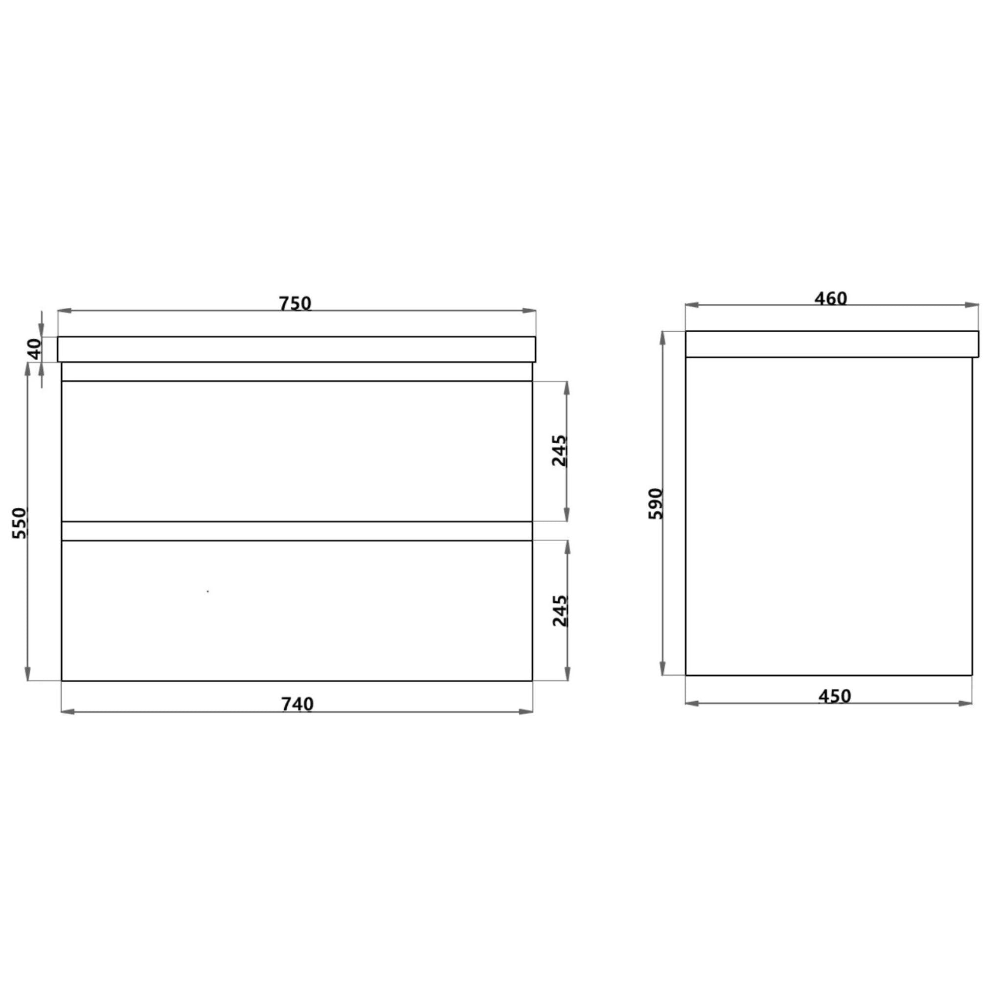 POSEIDON QUBIST DARK GREY 750MM WALL HUNG VANITY
