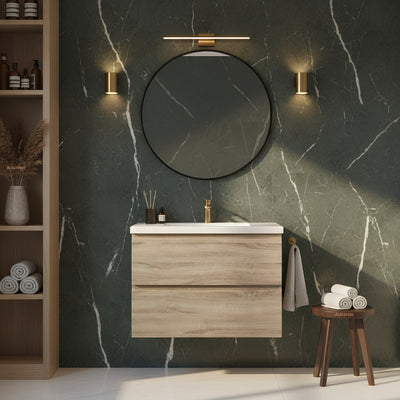 POSEIDON WHITE OAK 750MM WALL HUNG VANITY