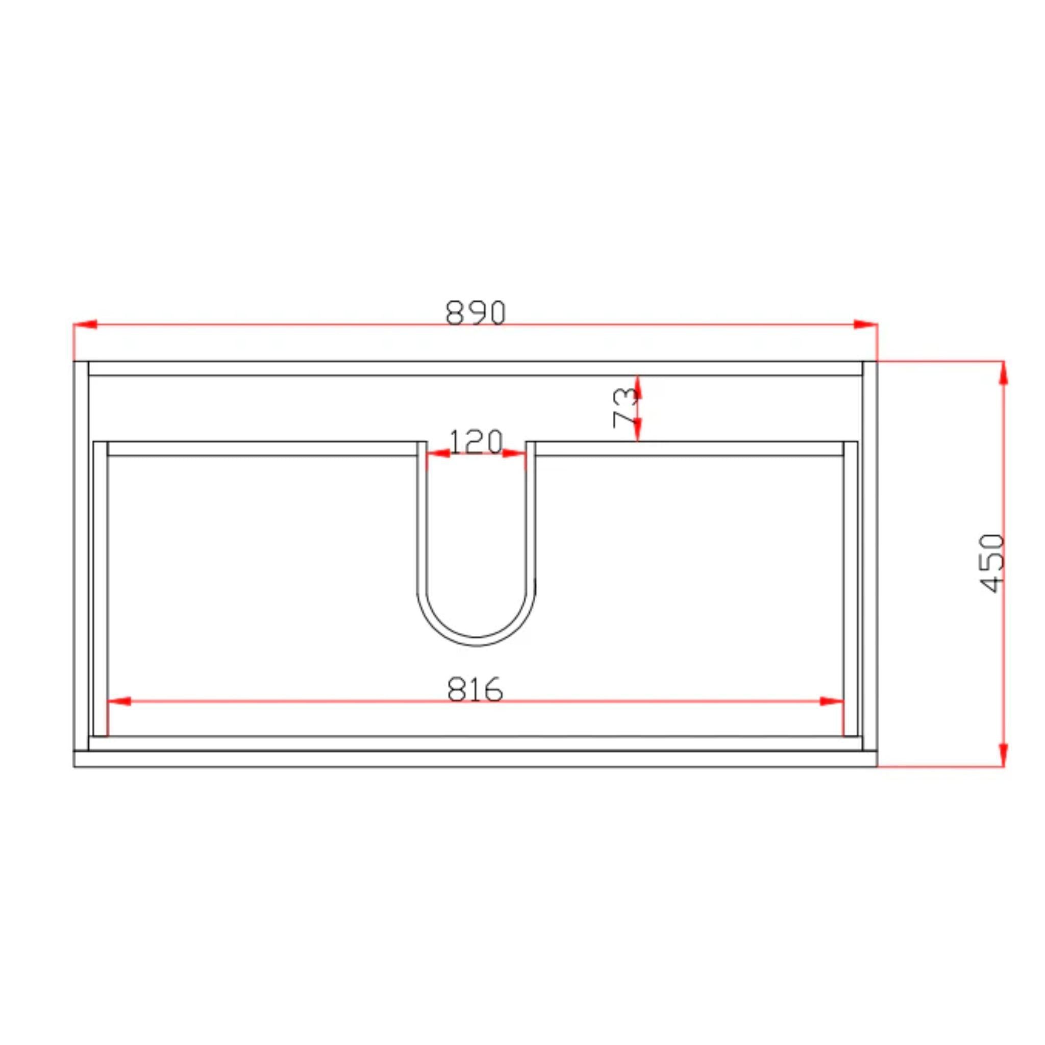 POSEIDON QUBIST WALL HUNG VANITY MATTE WHITE 900MM