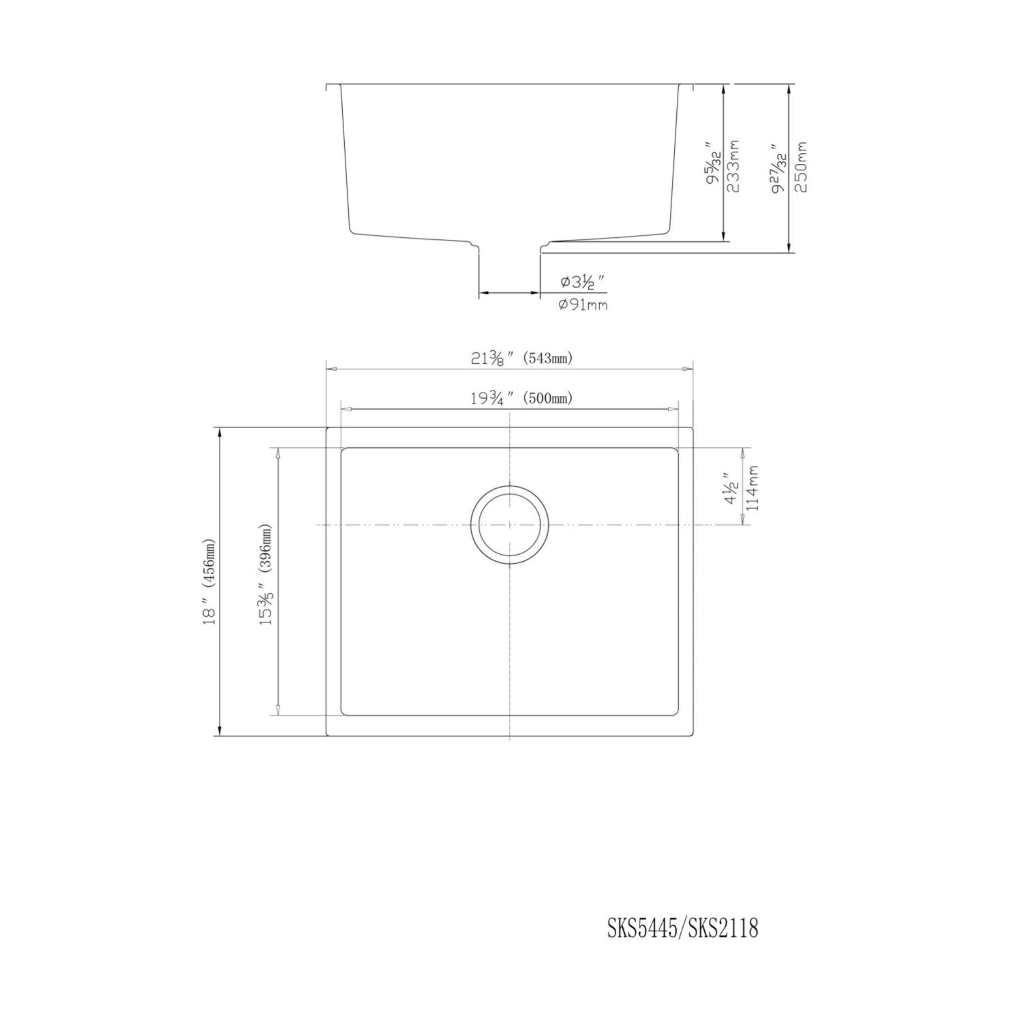 POSEIDON QUARTZ SINGLE BOWL TOP / UNDERMOUNT KITCHEN SINK MATTE WHITE 543MM