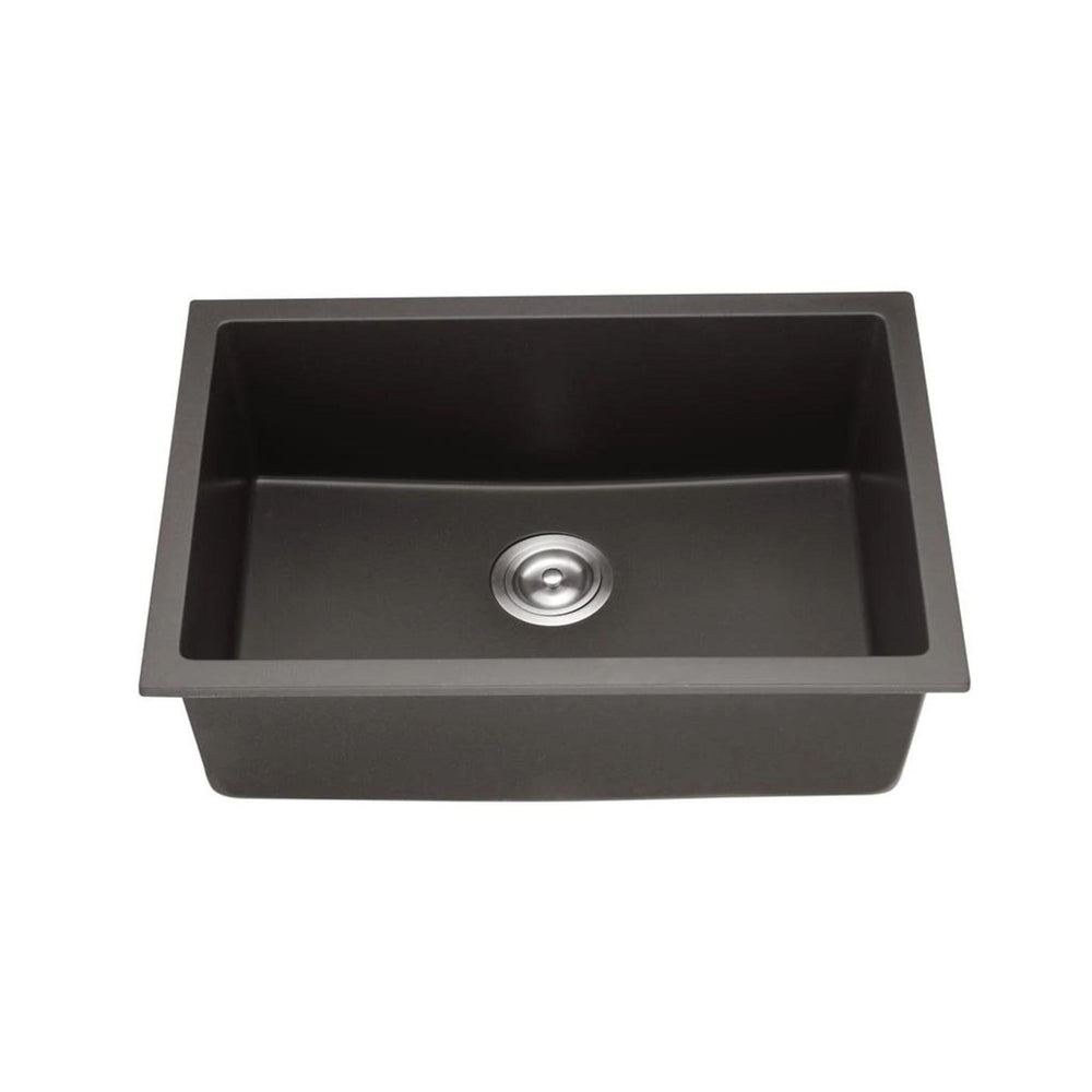 POSEIDON QUARTZ SINGLE BOWL TOP / UNDERMOUNT KITCHEN SINK MATTE BLACK 660MM