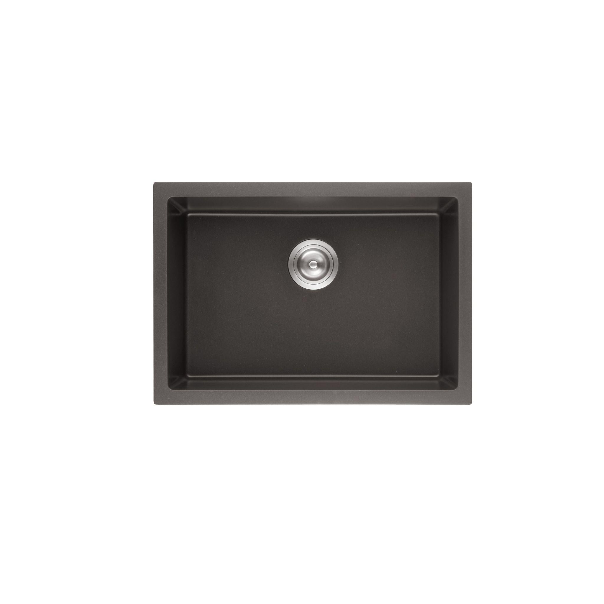 POSEIDON QUARTZ SINGLE BOWL TOP / UNDERMOUNT KITCHEN SINK MATTE BLACK 730MM