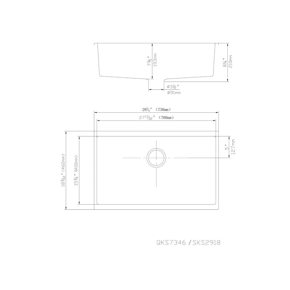 POSEIDON QUARTZ SINGLE BOWL TOP / UNDERMOUNT KITCHEN SINK MATTE BLACK 730MM