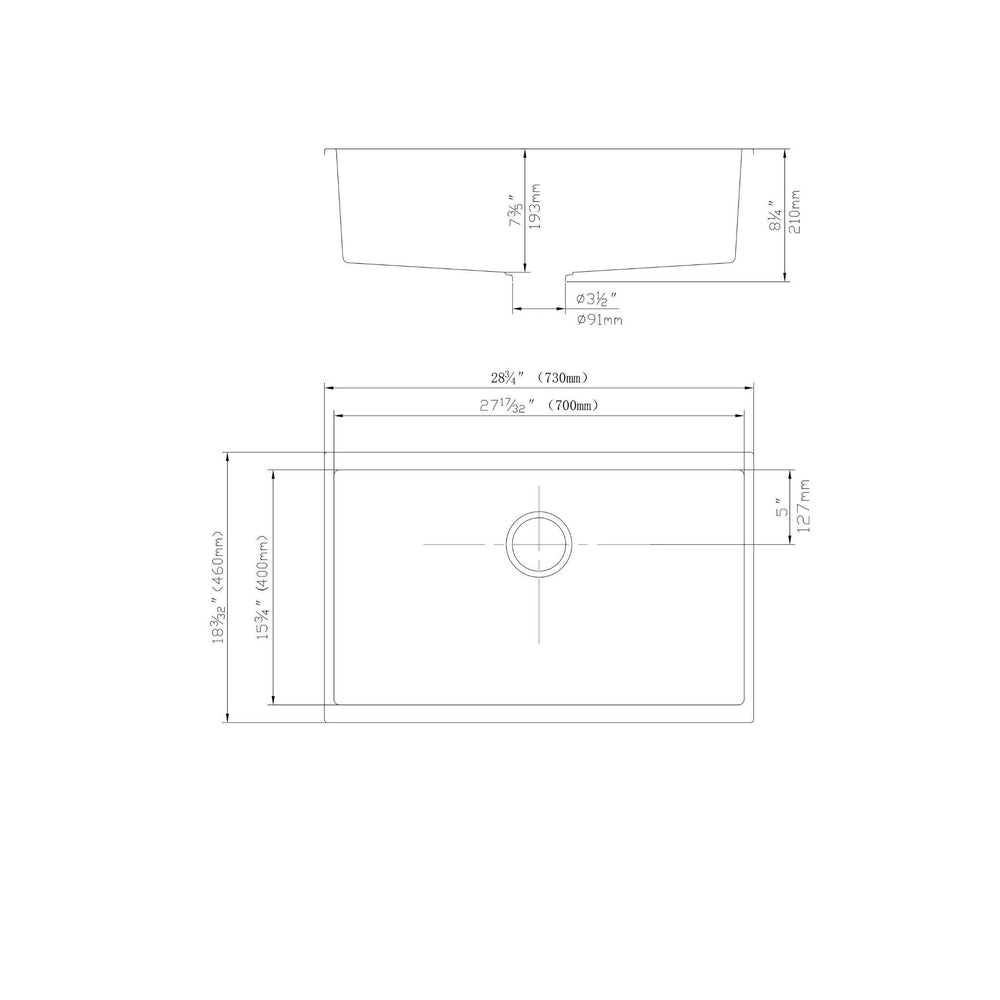 POSEIDON QUARTZ SINGLE BOWL TOP / UNDERMOUNT KITCHEN SINK MATTE WHITE 730MM
