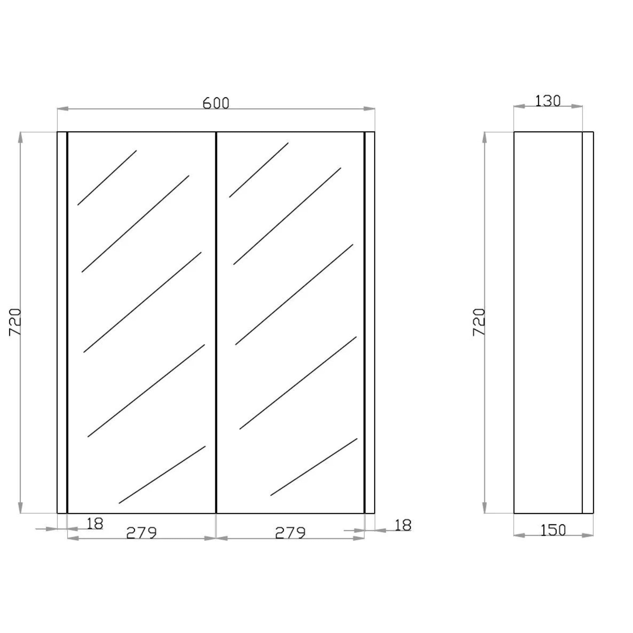 POSEIDON QUBIST MATTE WHITE MIRROR SHAVING CABINET 600X720MM