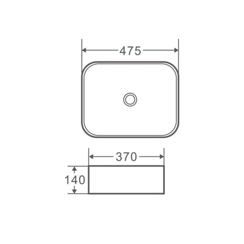MERCIO QTRO RECTANGULAR ABOVE COUNTER BASIN GLOSS WHITE 475MM