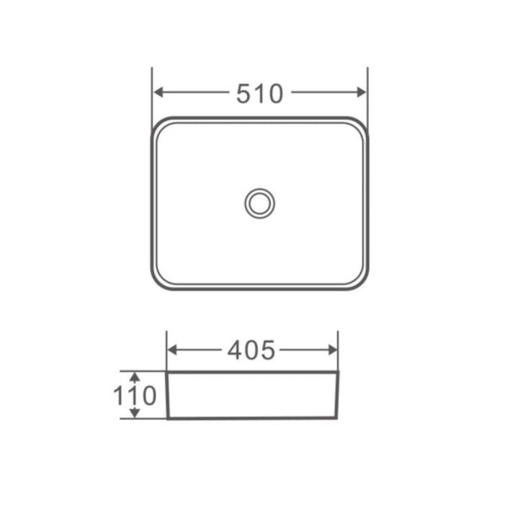 MERCIO QTRO RECTANGULAR ABOVE COUNTER BASIN GLOSS WHITE 510MM