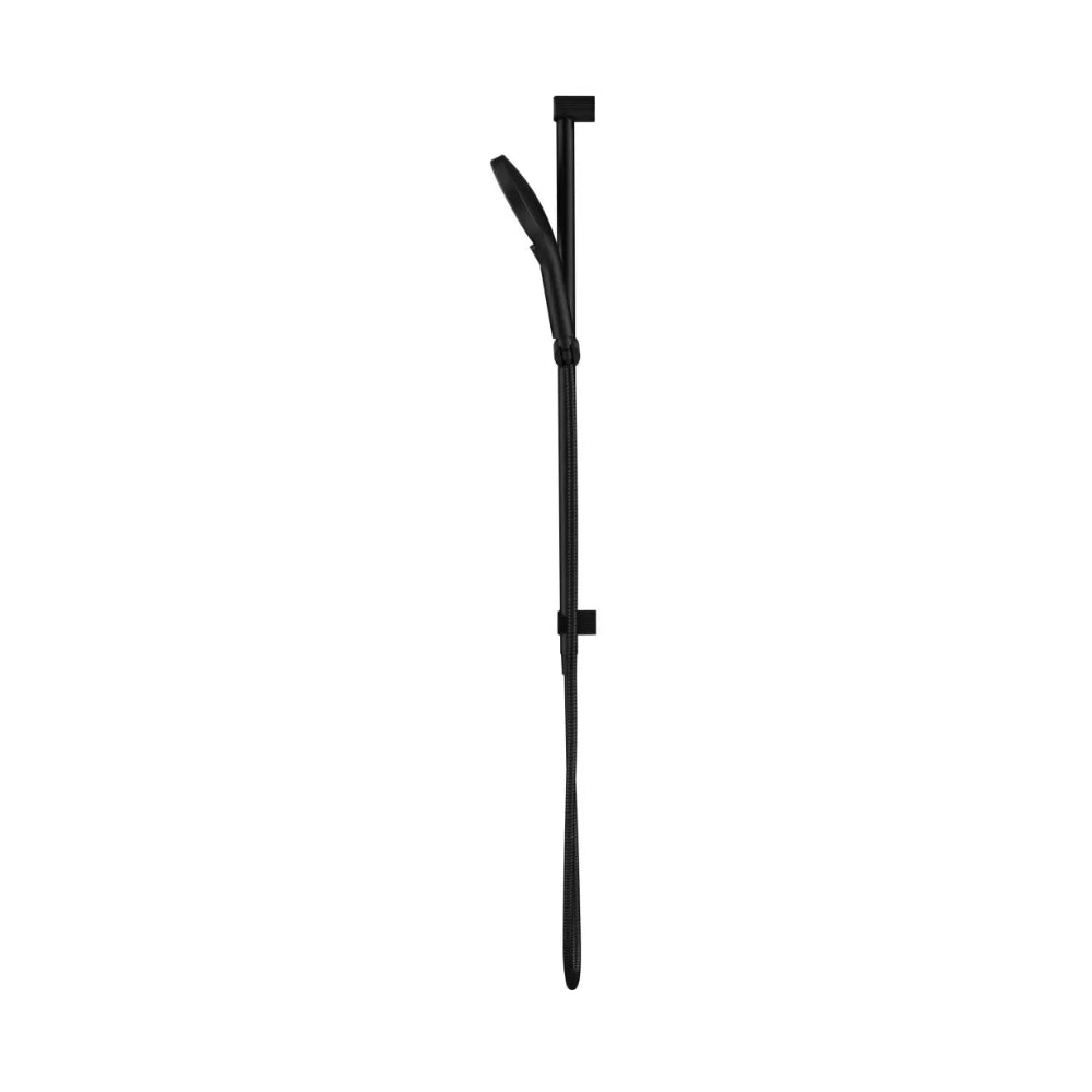BELLA VISTA MICA FLUTED SHOWER RAIL INBUILT INLET 802MM BLACK