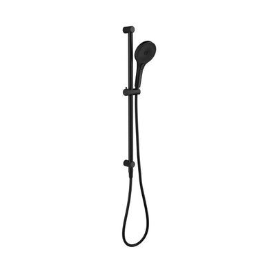 BELLA VISTA MICA FLUTED SHOWER RAIL INBUILT INLET 802MM BLACK