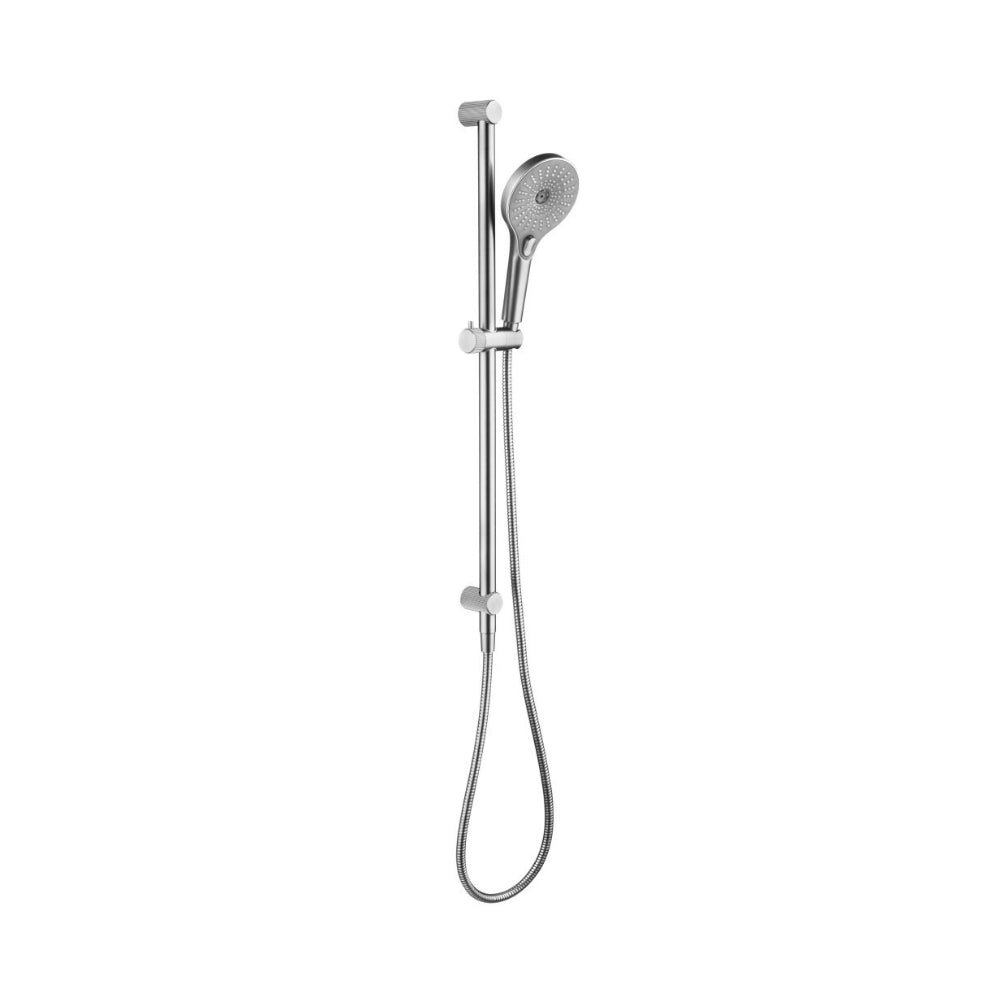 BELLA VISTA MICA FLUTED SHOWER RAIL INBUILT INLET 802MM BRUSHED NICKEL