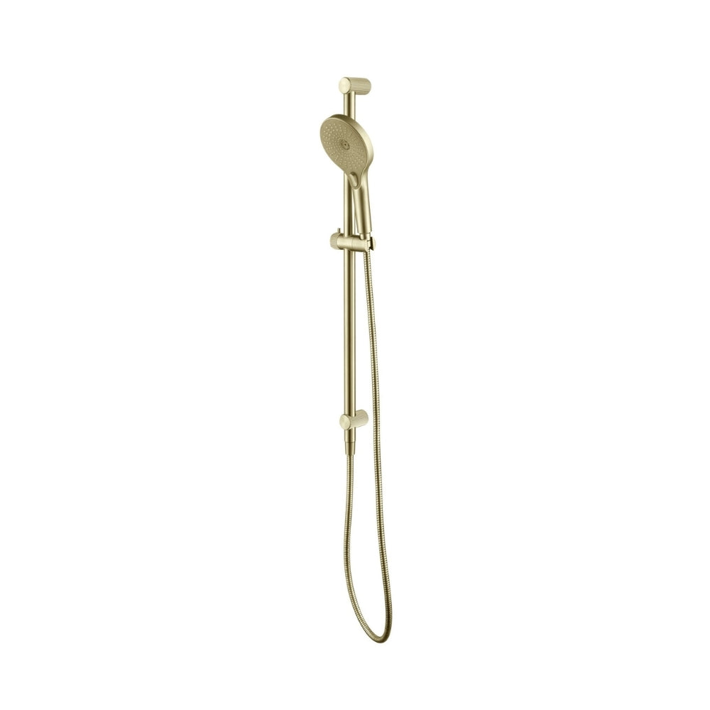 BELLA VISTA MICA FLUTED SHOWER RAIL INBUILT INLET 802MM FRENCH GOLD