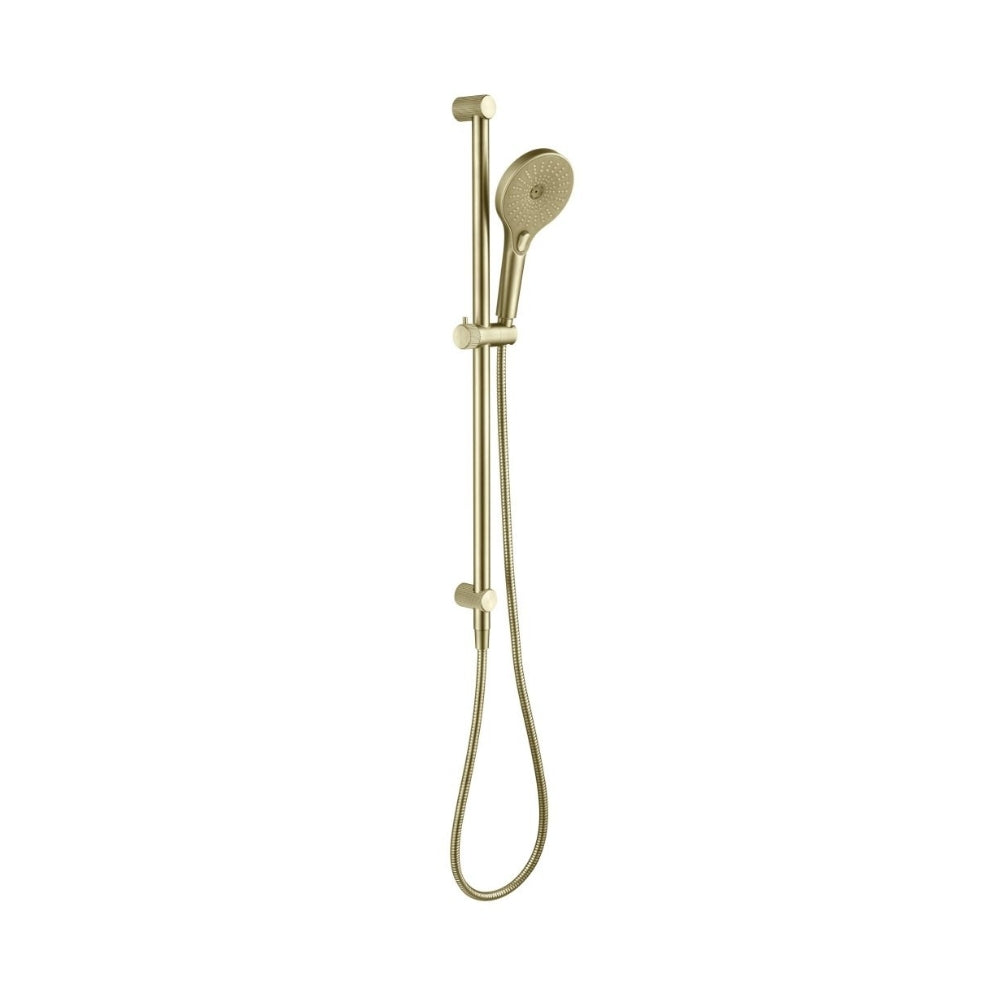 BELLA VISTA MICA FLUTED SHOWER RAIL INBUILT INLET 802MM FRENCH GOLD