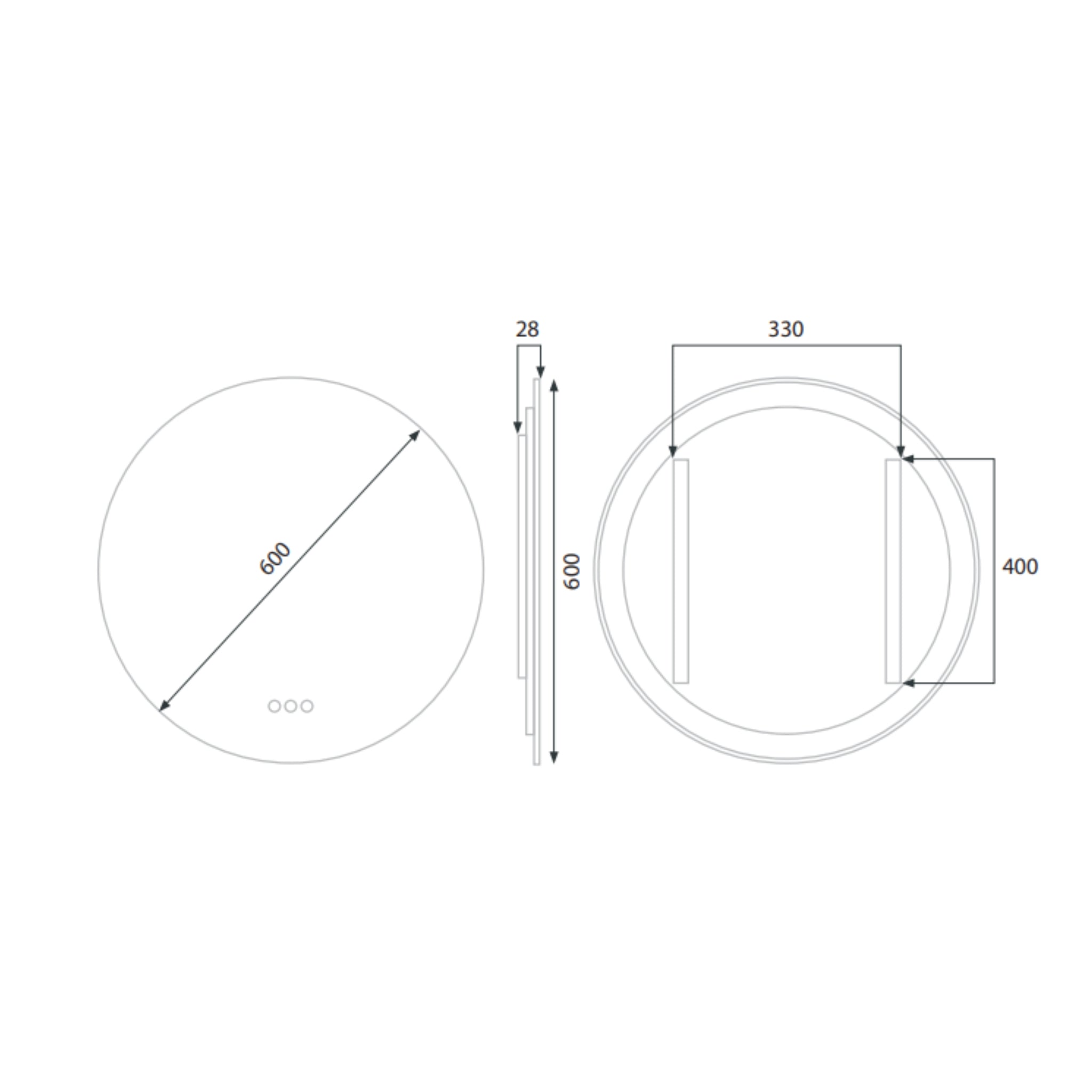RADIANT HEATING AURA OLËK LED MIRROR LIGHT GOLD 600MM