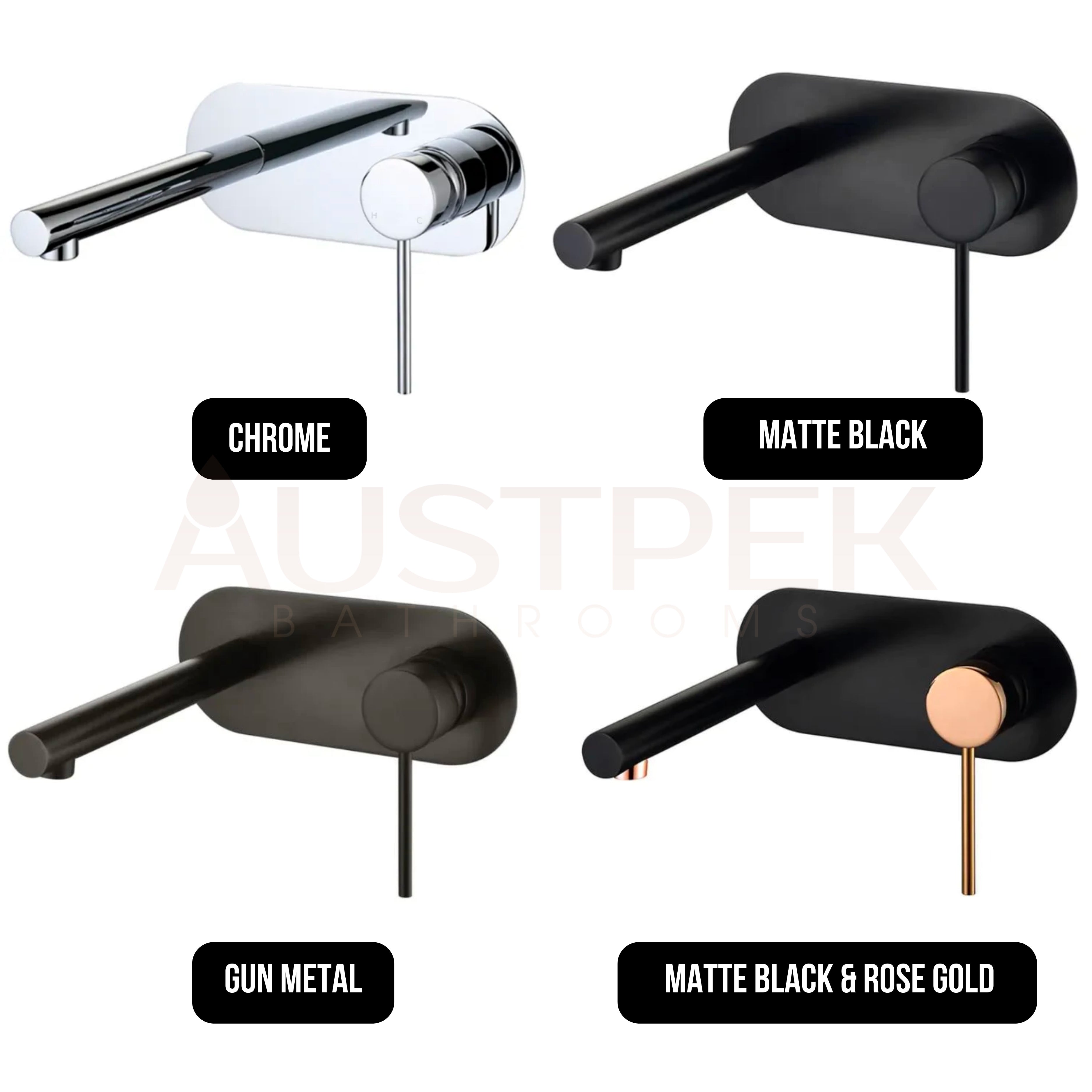 INSPIRE ROUL WALL BASIN MIXER MATTE BLACK AND ROSE GOLD