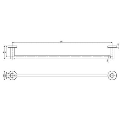PHOENIX RADII SINGLE NON-HEATED TOWEL RAIL SQUARE PLATE 600MM BRUSHED CARBON