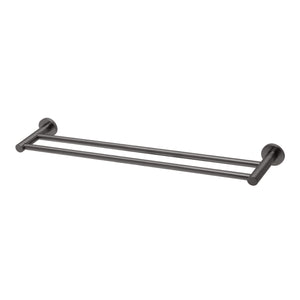 PHOENIX RADII DOUBLE NON-HEATED TOWEL RAIL ROUND PLATE 600MM BRUSHED CARBON