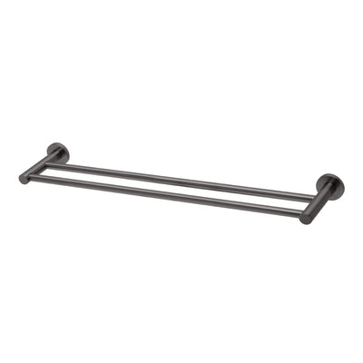 PHOENIX RADII DOUBLE NON-HEATED TOWEL RAIL ROUND PLATE 600MM BRUSHED CARBON