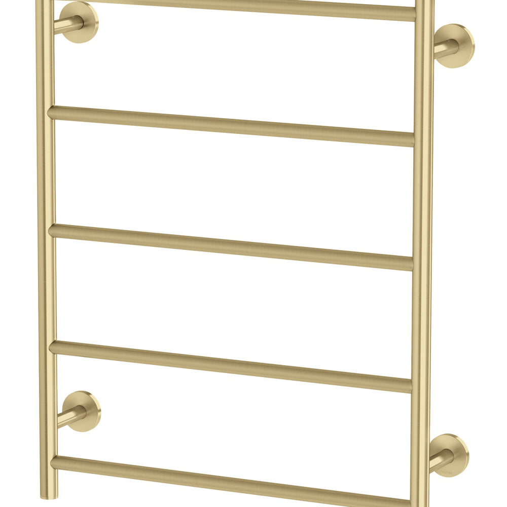 PHOENIX RADII 5-BARS ROUND HEATED TOWEL LADDER W/ ROUND PLATE BRUSHED GOLD 550MM