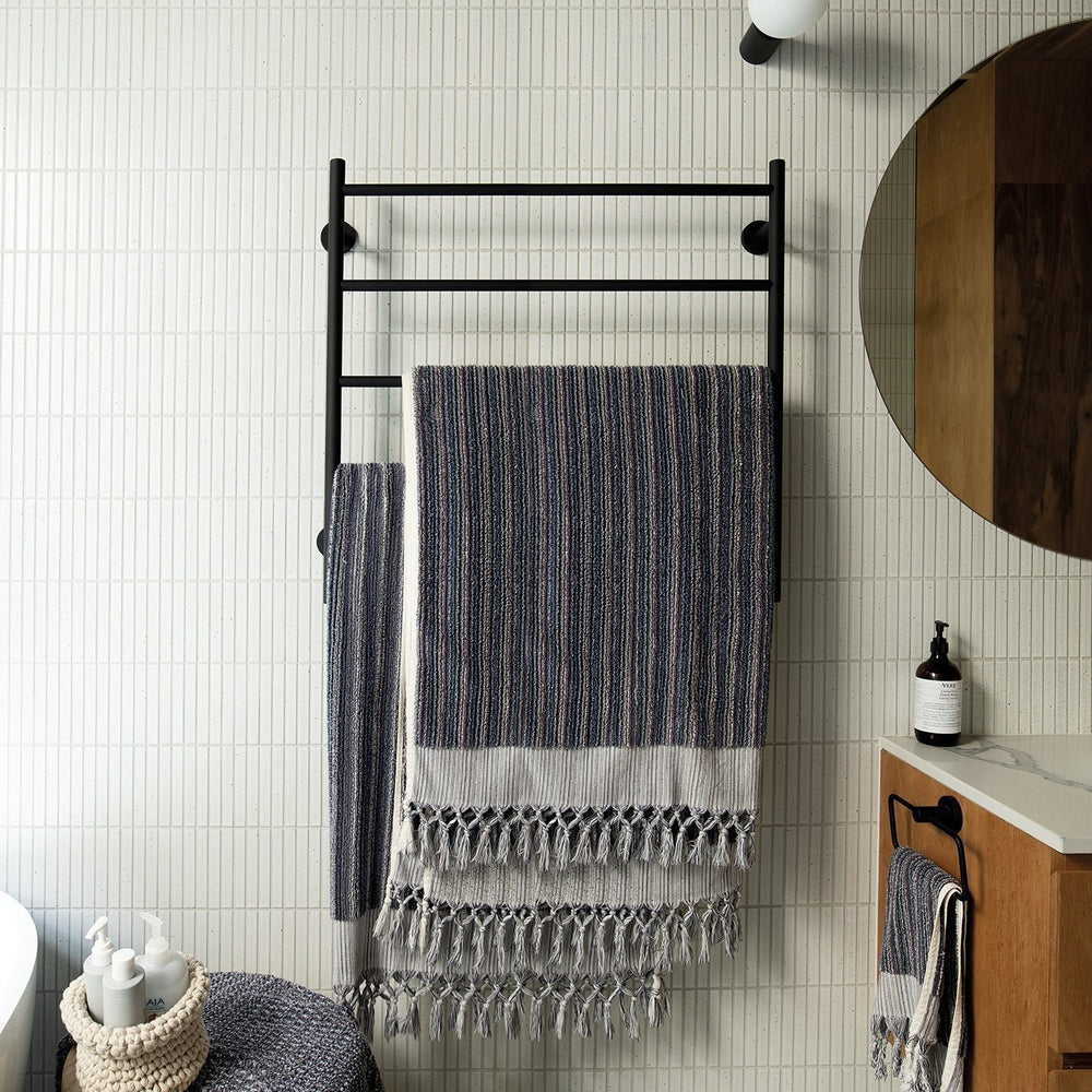 PHOENIX RADII 5-BARS ROUND HEATED TOWEL LADDER MATTE BLACK 750MM