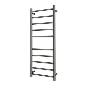 RADIANT HEATING 10-BARS ROUND HEATED TOWEL  RAIL 80WATTS GUN METAL GREY 430MM