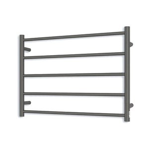 RADIANT HEATING 5-BARS ROUND HEATED TOWEL RAIL GUN METAL GREY 750MM