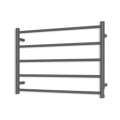 RADIANT HEATING 5-BARS ROUND HEATED TOWEL RAIL GUN METAL GREY 750MM