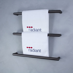 RADIANT HEATING ROUND HEATED SINGLE TOWEL RAIL GUN METAL GREY (ALSO AVAILABLE IN 650MM AND 800MM)