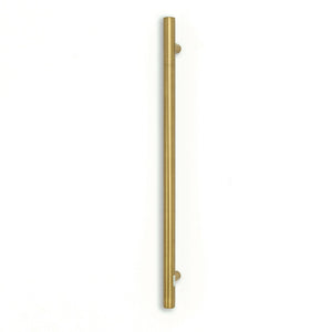 RADIANT HEATING VERTICAL ROUND HEATED SINGLE TOWEL RAIL BRUSHED GOLD 950MM
