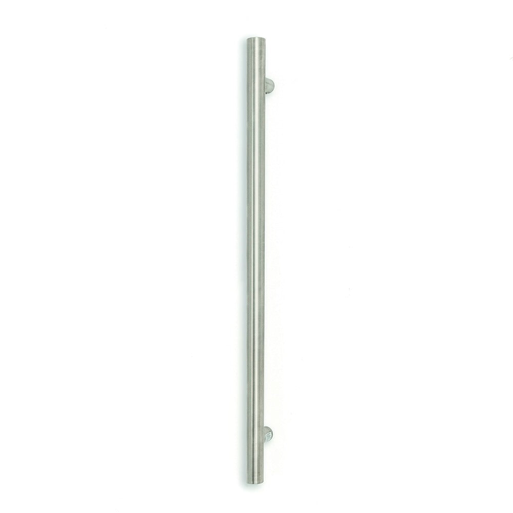 RADIANT HEATING VERTICAL ROUND HEATED SINGLE TOWEL RAIL BRUSHED SATIN 950MM
