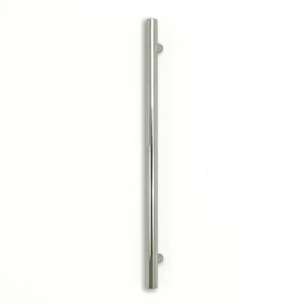 RADIANT HEATING VERTICAL ROUND HEATED SINGLE TOWEL RAIL MIRROR POLISHED 950MM