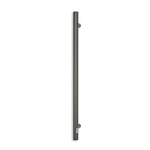 RADIANT HEATING VERTICAL ROUND HEATED SINGLE TOWEL RAIL GUN METAL GREY 950MM