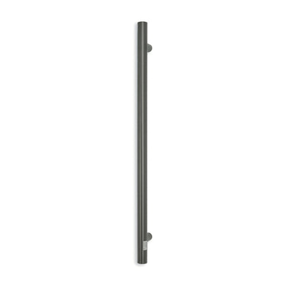 RADIANT HEATING VERTICAL ROUND HEATED SINGLE TOWEL RAIL GUN METAL GREY 950MM