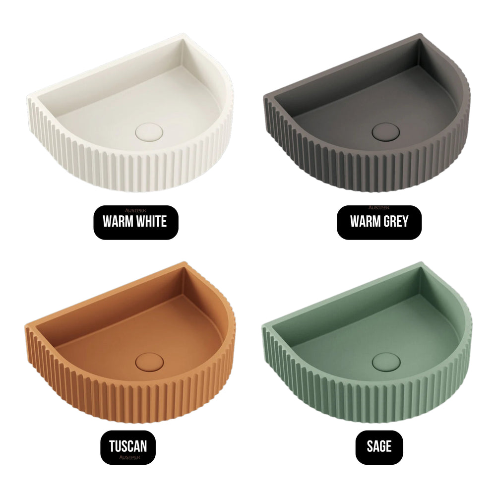FIENZA VALENTINA FLUTED CONCRETE WALL HUNG BASIN TUSCAN 465MM