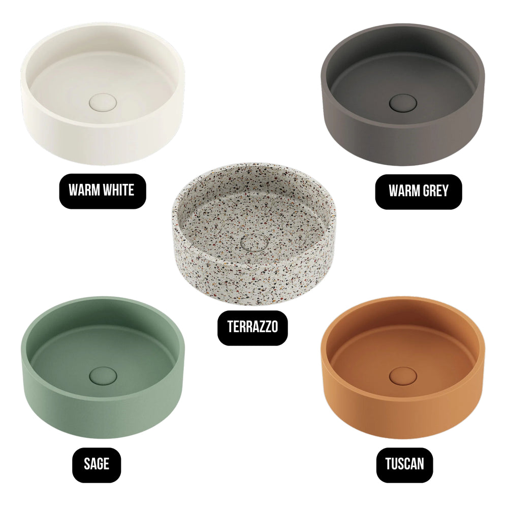 FIENZA JADA CONCRETE ABOVE COUNTER BASIN WARM WHITE 390MM