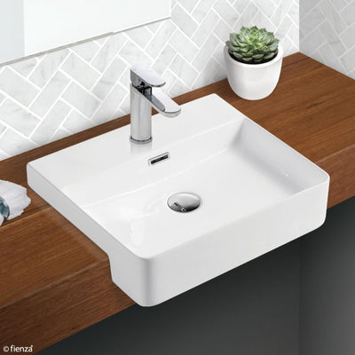 FIENZA PETRA SEMI-RECESSED BASIN GLOSS WHITE 500MM