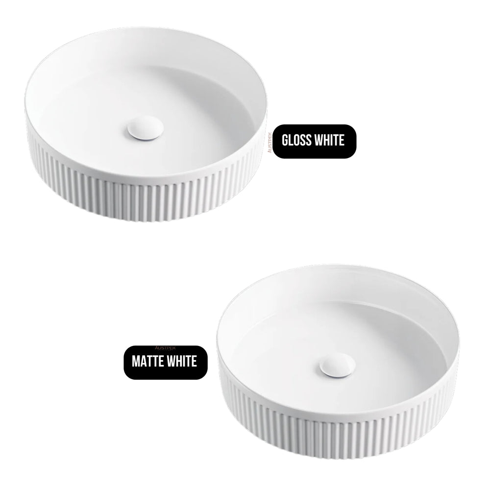 FIENZA ELEANOR FLUTED ABOVE COUNTER BASIN GLOSS WHITE 410MM