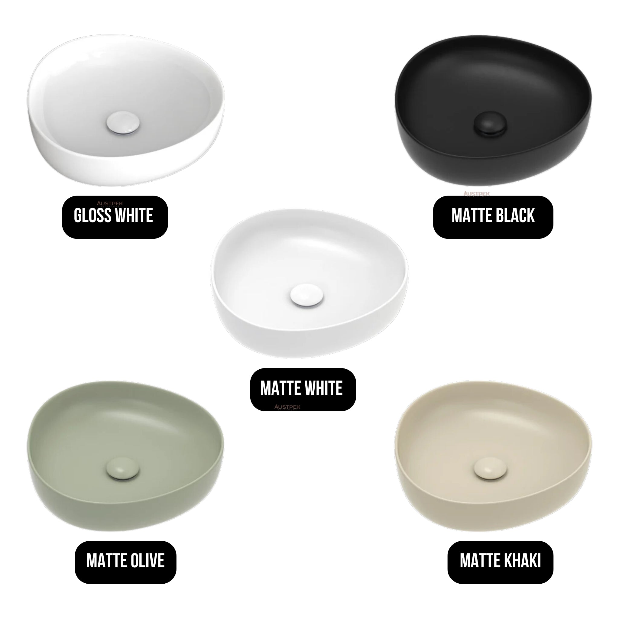 FIENZA PEBBLE ABOVE COUNTER BASIN MATTE OLIVE 400MM